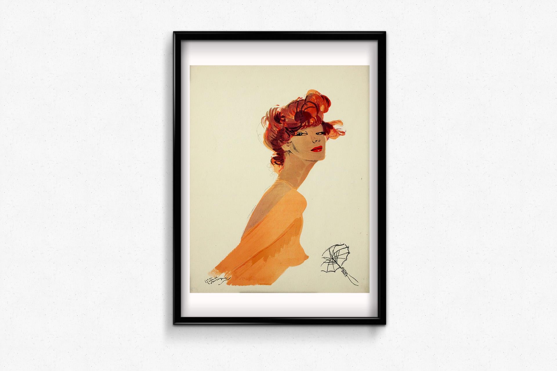 1956 lithography by Jean-Gabriel Domergue - Ernestine est à peindre For Sale 1