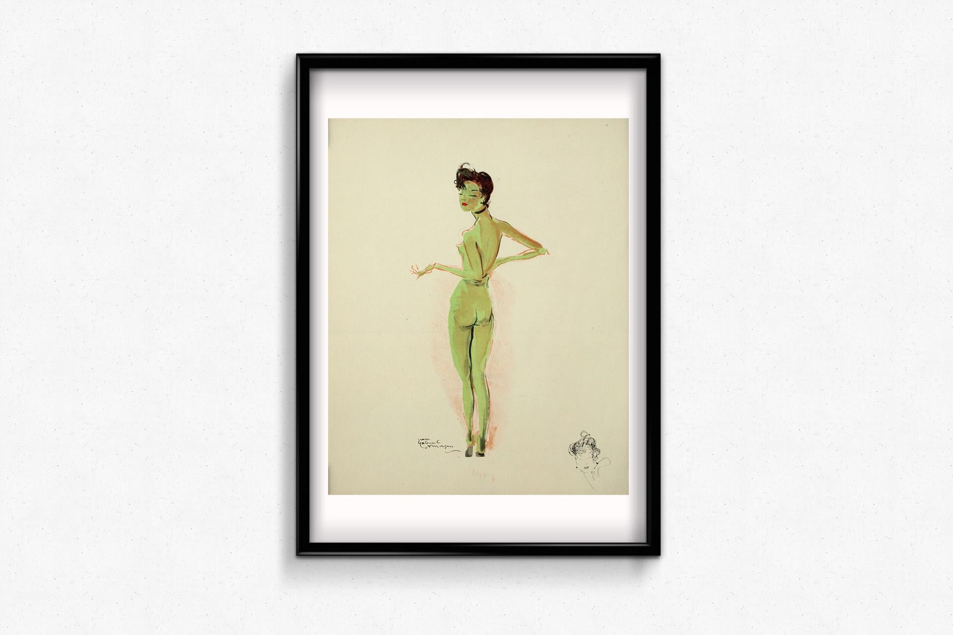 1956 lithography by Jean-Gabriel Domergue - Melle Paule For Sale 1