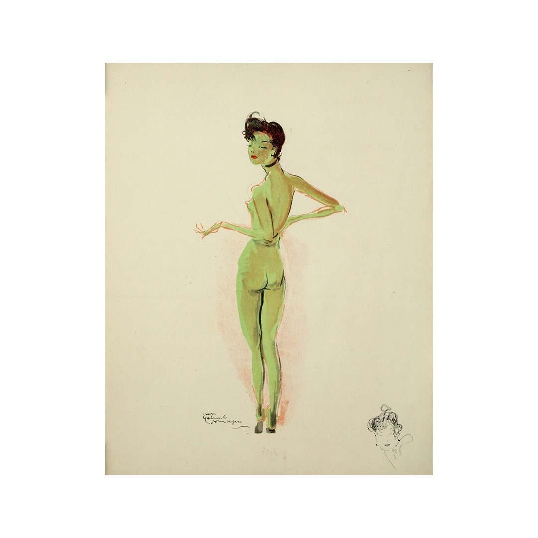 1956 lithography by Jean-Gabriel Domergue - Melle Paule For Sale 3
