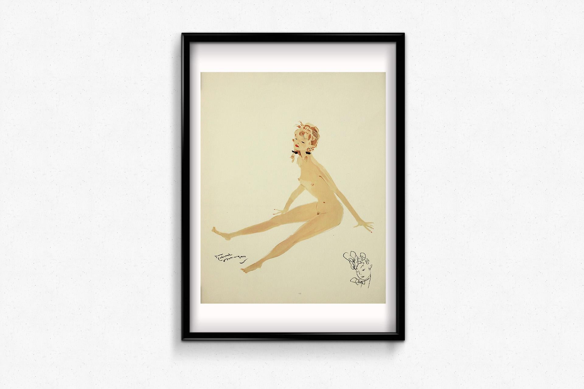 1956 lithography by Jean-Gabriel Domergue - Suzette For Sale 1