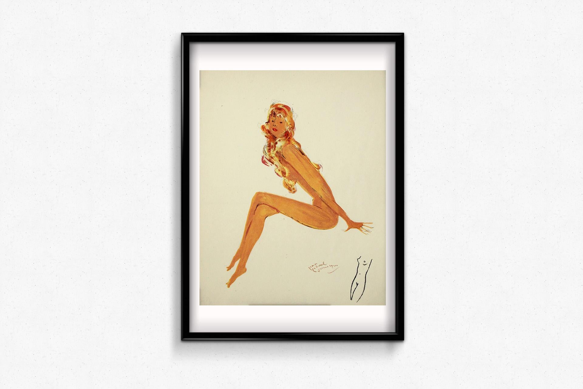 1956 lithography by Jean-Gabriel Domergue - Sylvie la manucure For Sale 1