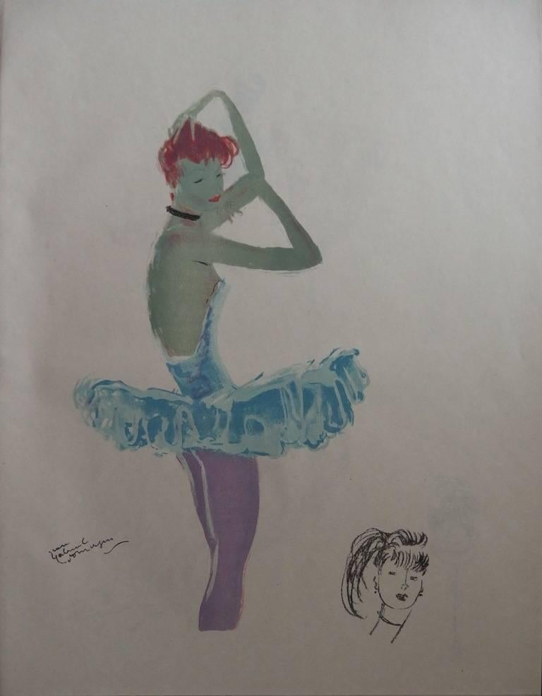 Eine Balerina aus der Pariser Oper - Original signierte Lithographie - Mourlot, 1956