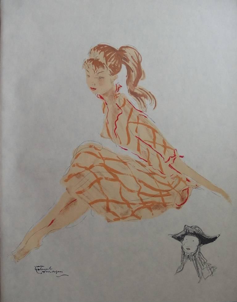 Jean-Gabriel Domergue Figurative Print - A Natural Girl - Original lithograph - Mourlot, 1956
