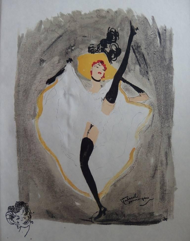 Jean-Gabriel Domergue Figurative Print - At the Moulin Rouge : French Cancan - Original lithograph - Mourlot, 1956