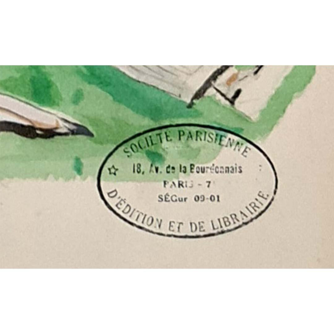 Circa 1948 lithographie originale de Jean-Gabriel Domergue : couple à la mode en vente 2