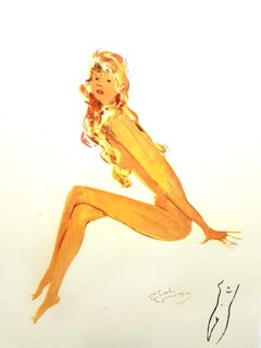 Vintage Domergue - Red Hair Elegance - Original Signed Lithograph