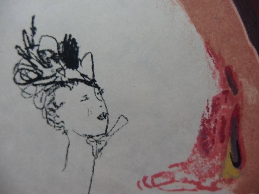 Girl in Red - Original lithograph - Mourlot, 1956 - Gray Nude Print by Jean-Gabriel Domergue