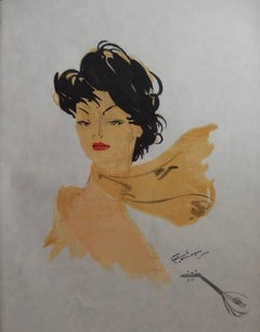 Girl With a Scarf - Original lithograph - Mourlot, 1956