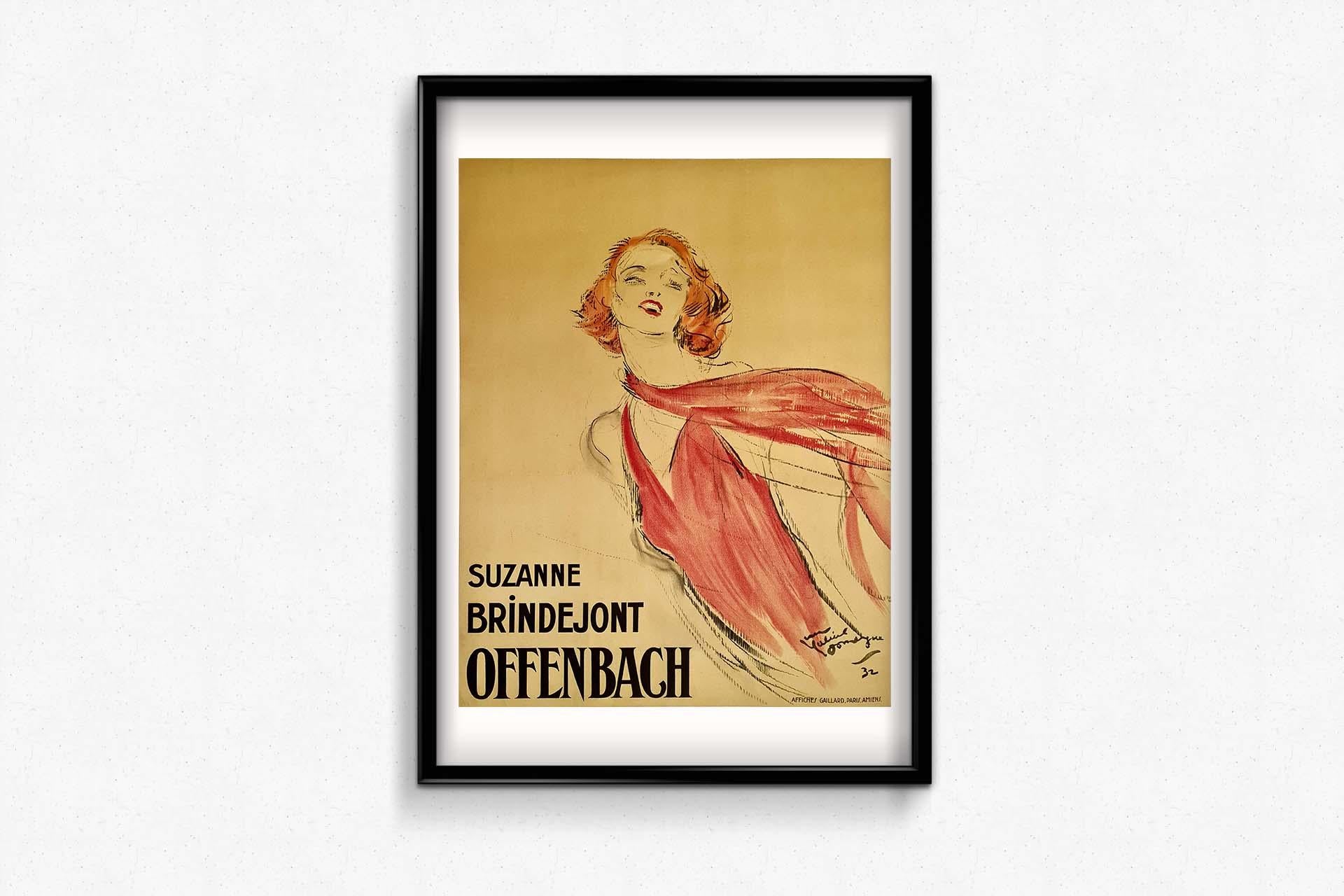 Originalplakat von Jean-Gabriel Domergue aus dem Jahr 1932 – Suzanne Brindejont Offenbach im Angebot 1
