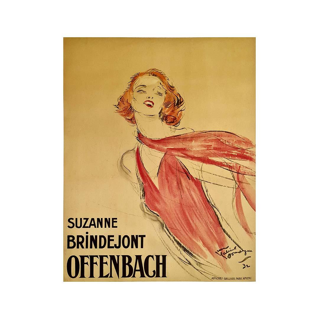 Originalplakat von Jean-Gabriel Domergue aus dem Jahr 1932 – Suzanne Brindejont Offenbach im Angebot 3