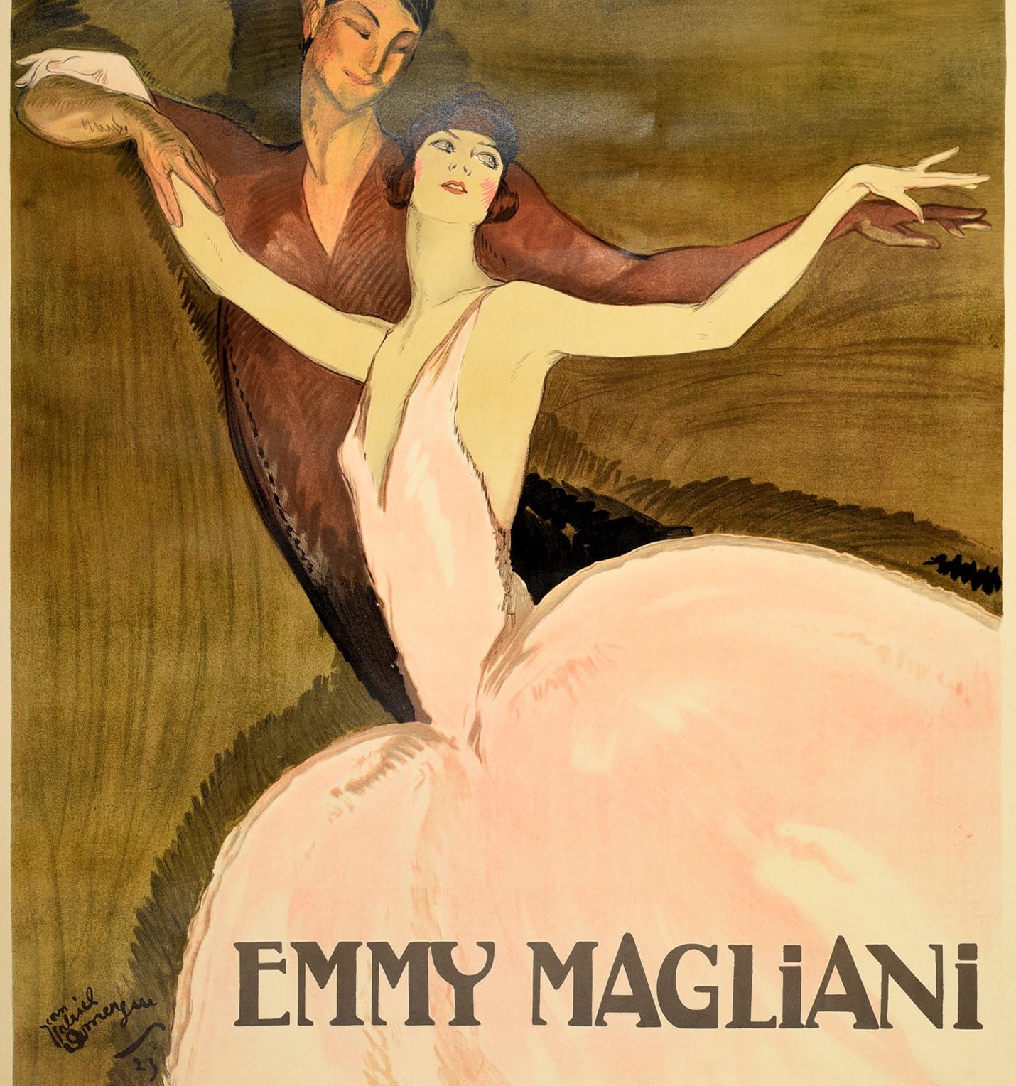 Großes Original-Vintage-Poster, Emmy Magliani, Ballett, Tanz. Design, Ballerina, Kunst (Braun), Print, von Jean-Gabriel Domergue