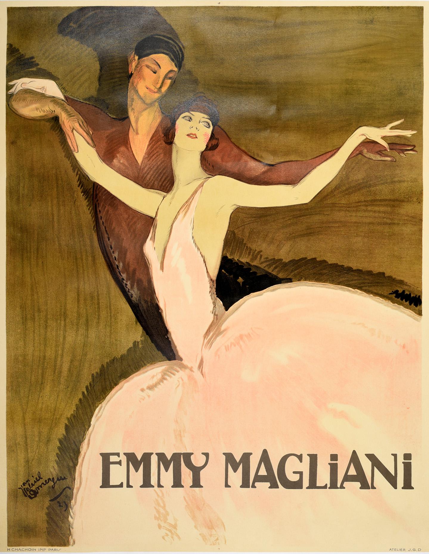 Jean-Gabriel Domergue Print - Large Original Vintage Poster Emmy Magliani Ballet Dance Design Ballerina Art