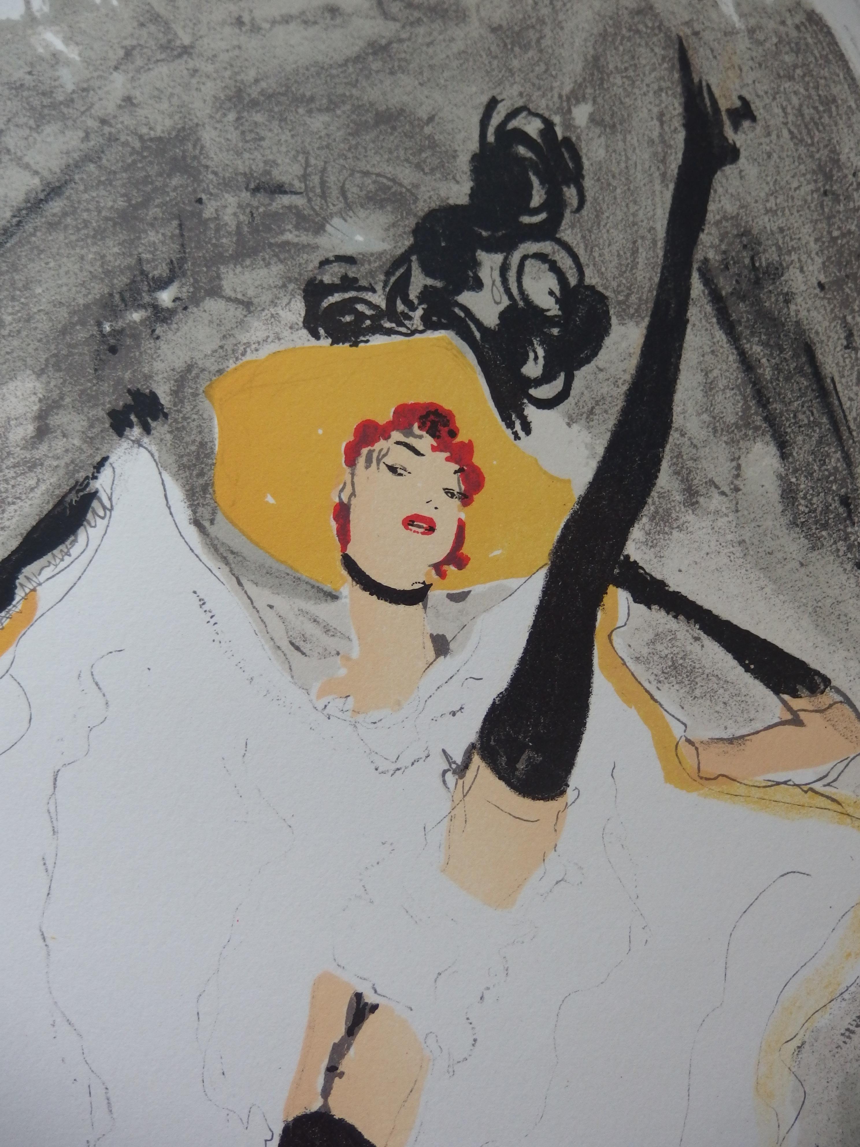 Moulin Rouge : the French Cancan - Original lithograph - 1956 - Print by Jean-Gabriel Domergue
