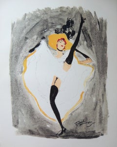 Vintage Moulin Rouge : the French Cancan - Original lithograph - 1956