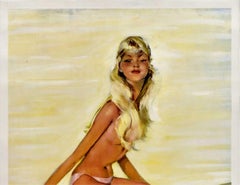 Affiche de voyage vintage originale de Monte-Carlo — Jean-Gabriel Domergue, montée sur toile