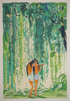Tahiti, Zwei Freunde – Signierte Original-Lithografie