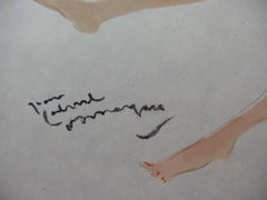 La Caída : Mujer desnuda en el suelo - Litografía original - Mourlot, 1956