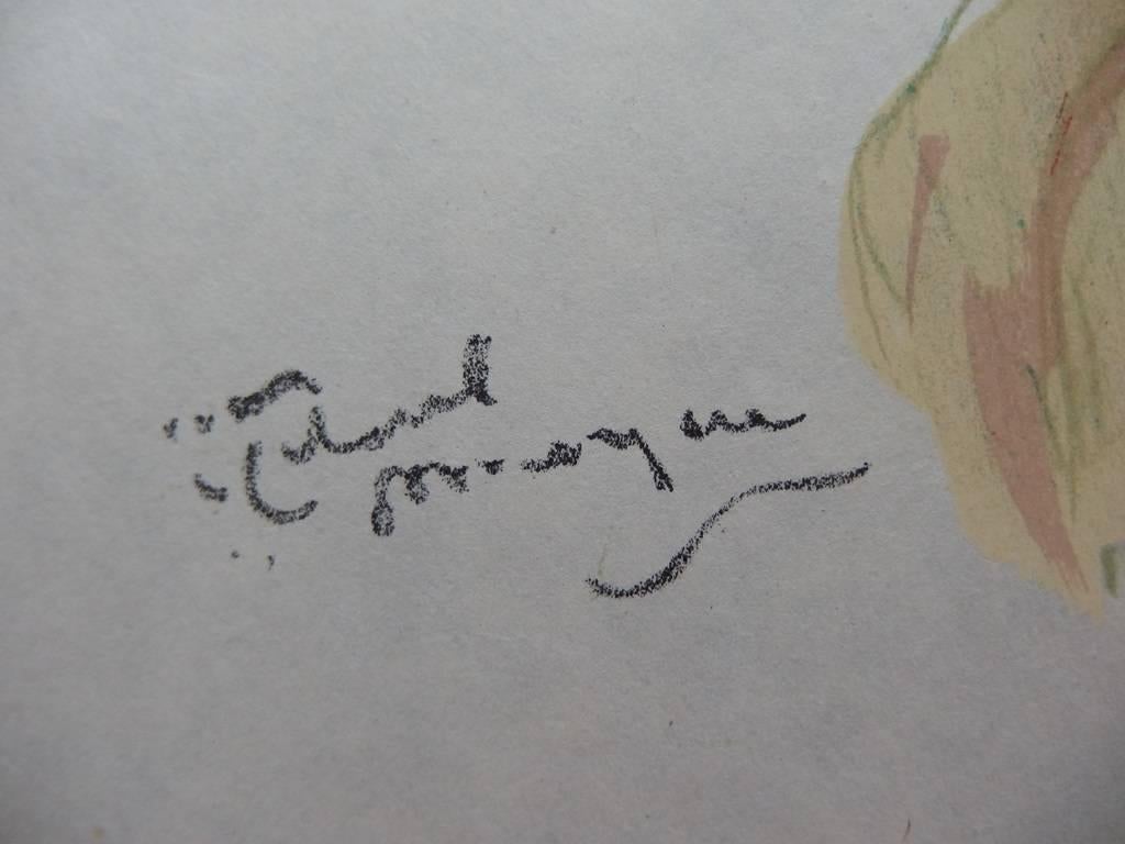 The Hat : Dressed with Nothing - Original signed lithograph - Mourlot, 1956 - Print by Jean-Gabriel Domergue
