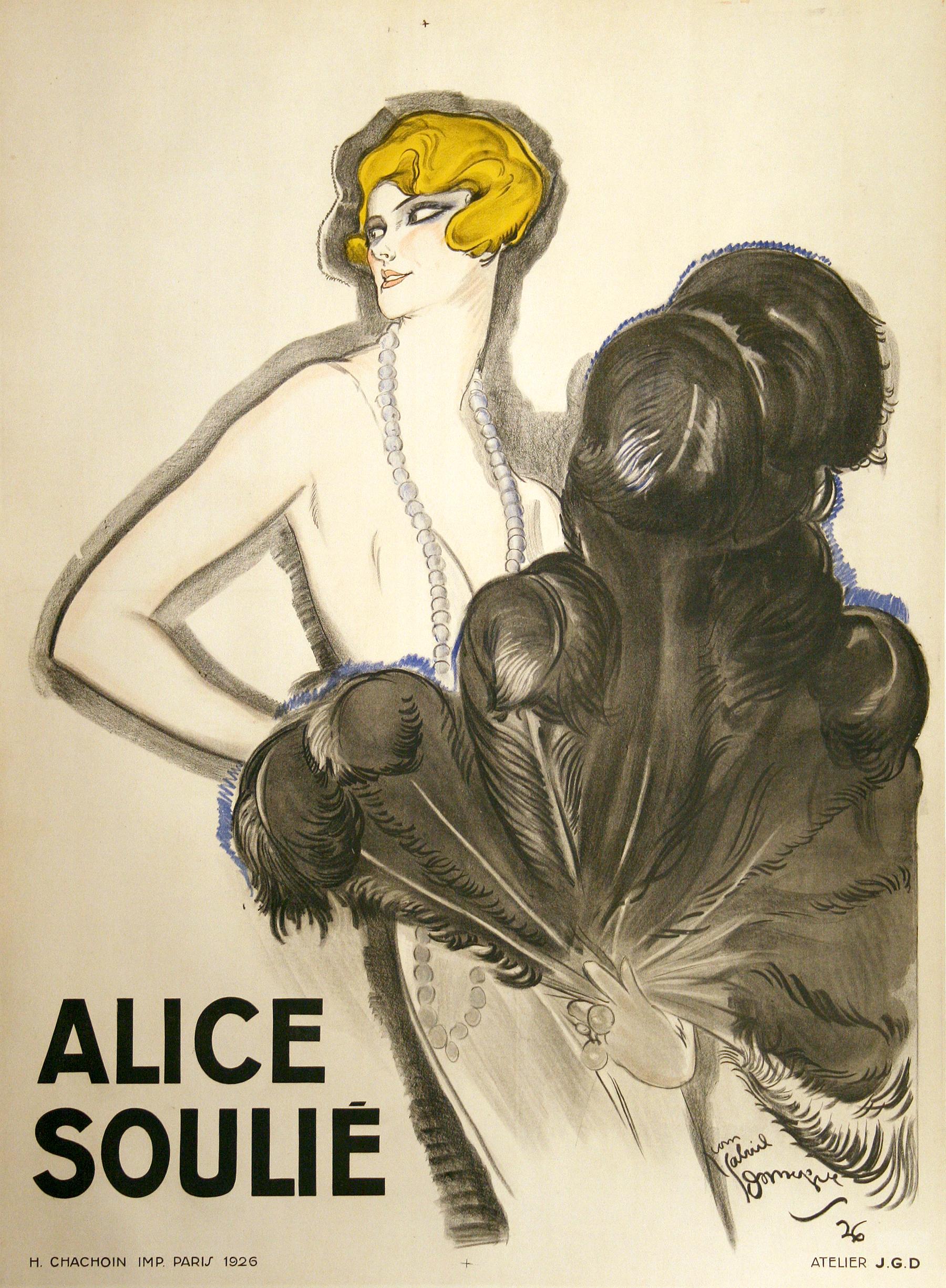 Original Alice Soulie Poster 1926 by Domergue -  Cabaret Performer