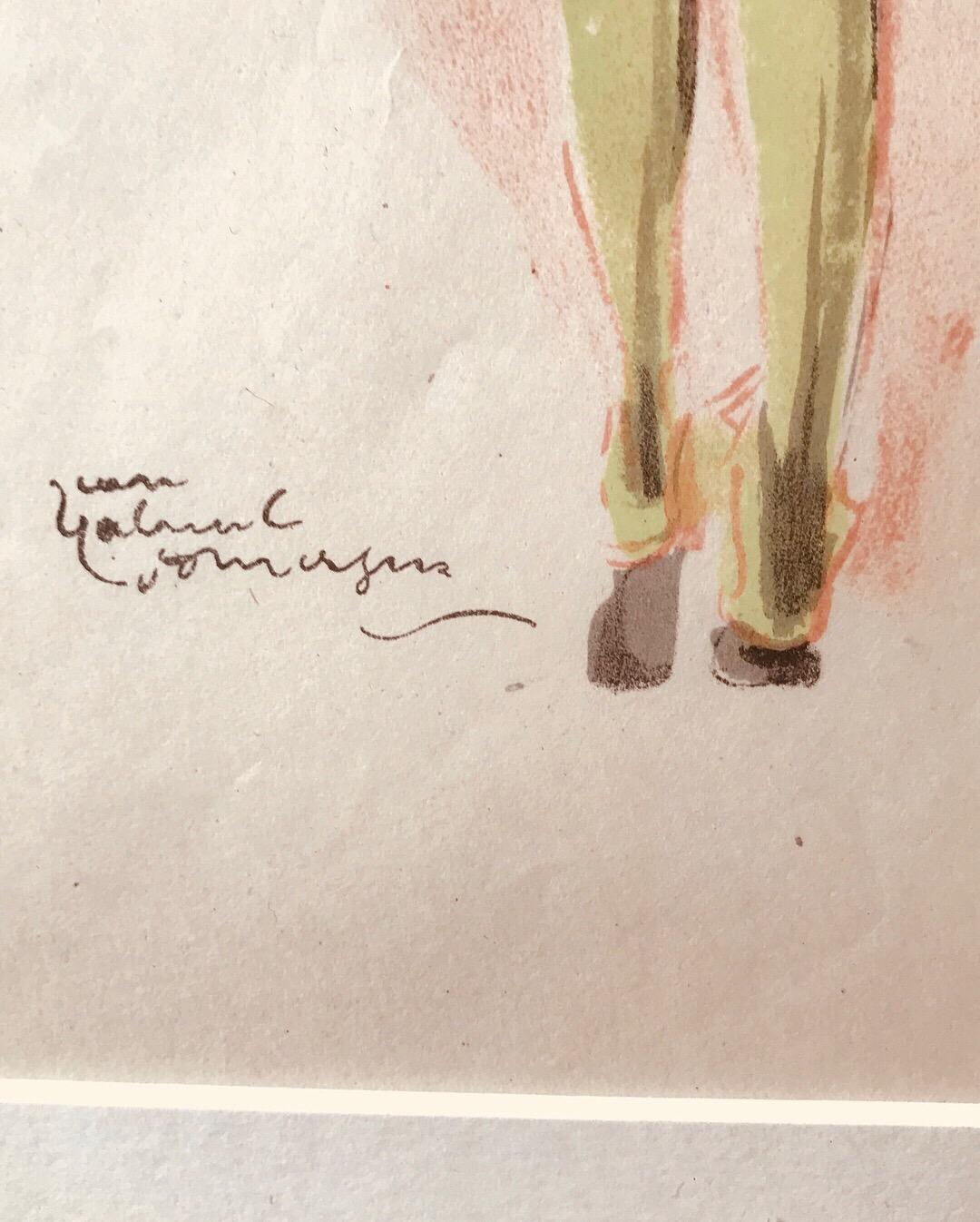 Papier Jean-Gabriel Domergue, Nu de dos, lithographie originale sur papier en vente