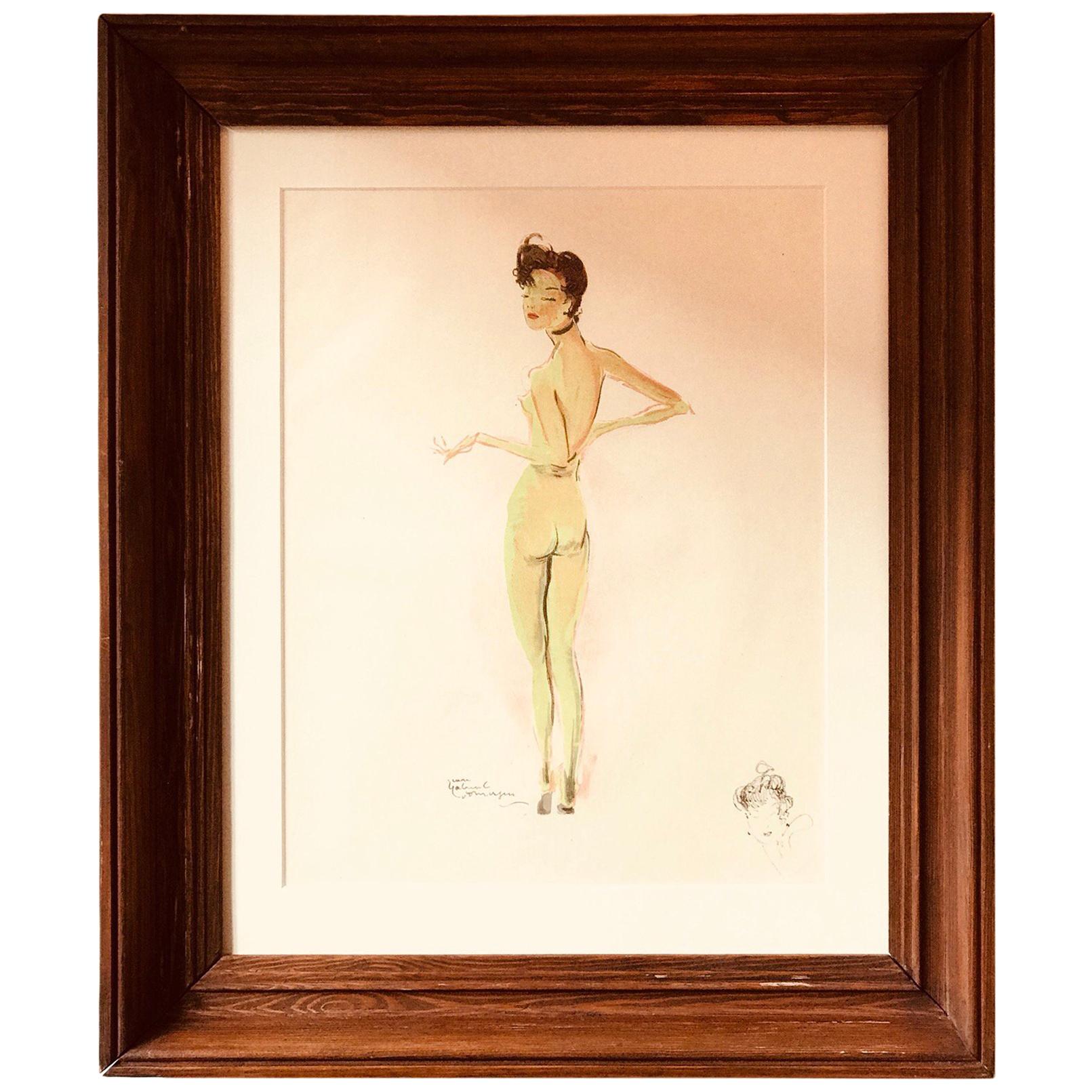 Jean-Gabriel Domergue, Nu de dos, litografia originale su carta