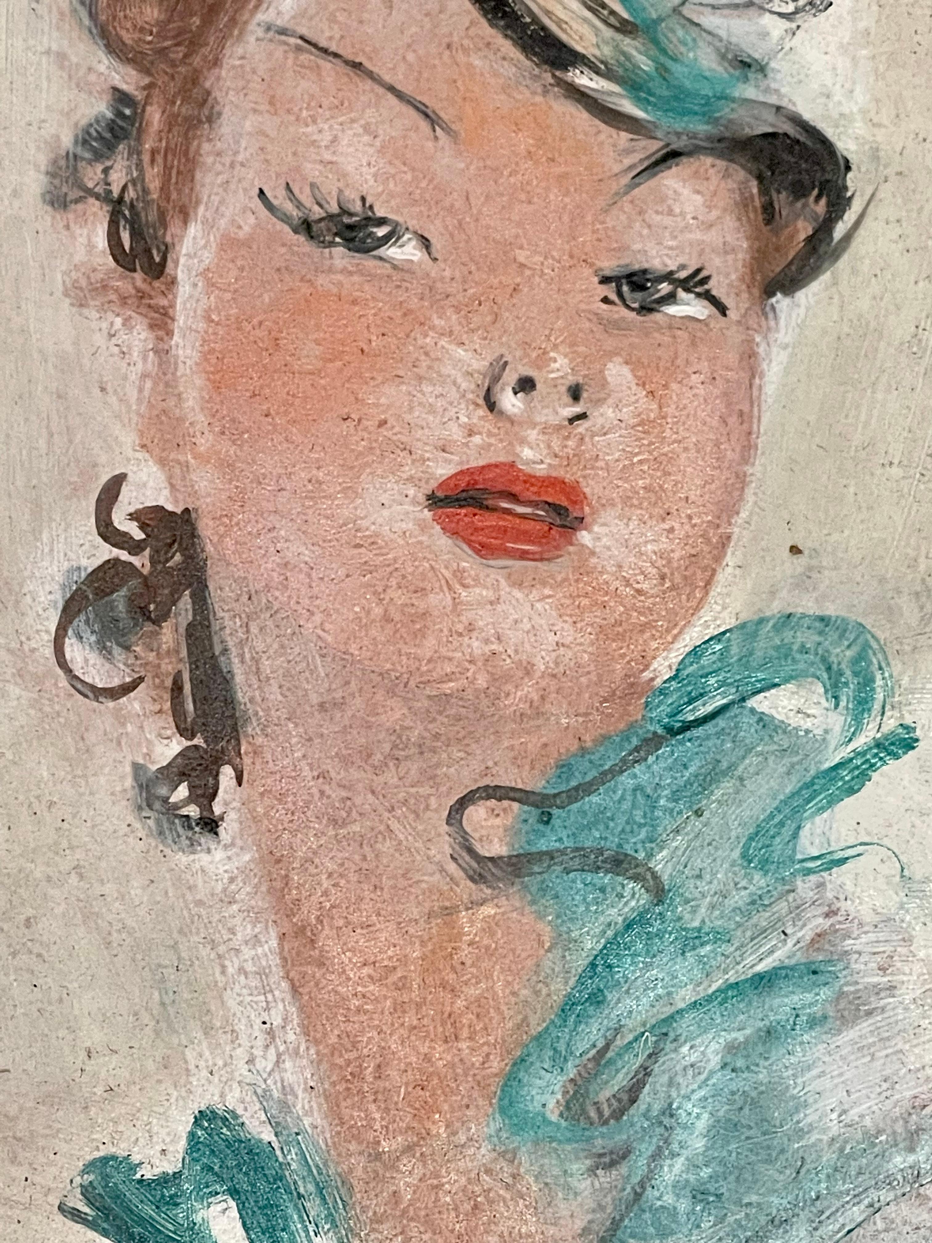 Jean-Gabriel DOMERGUE - Portrait d'une femme élégante, son premier nom 