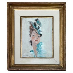 Antique Jean-Gabriel DOMERGUE - Portrait of an Elegant Woman, her first name "Guite"