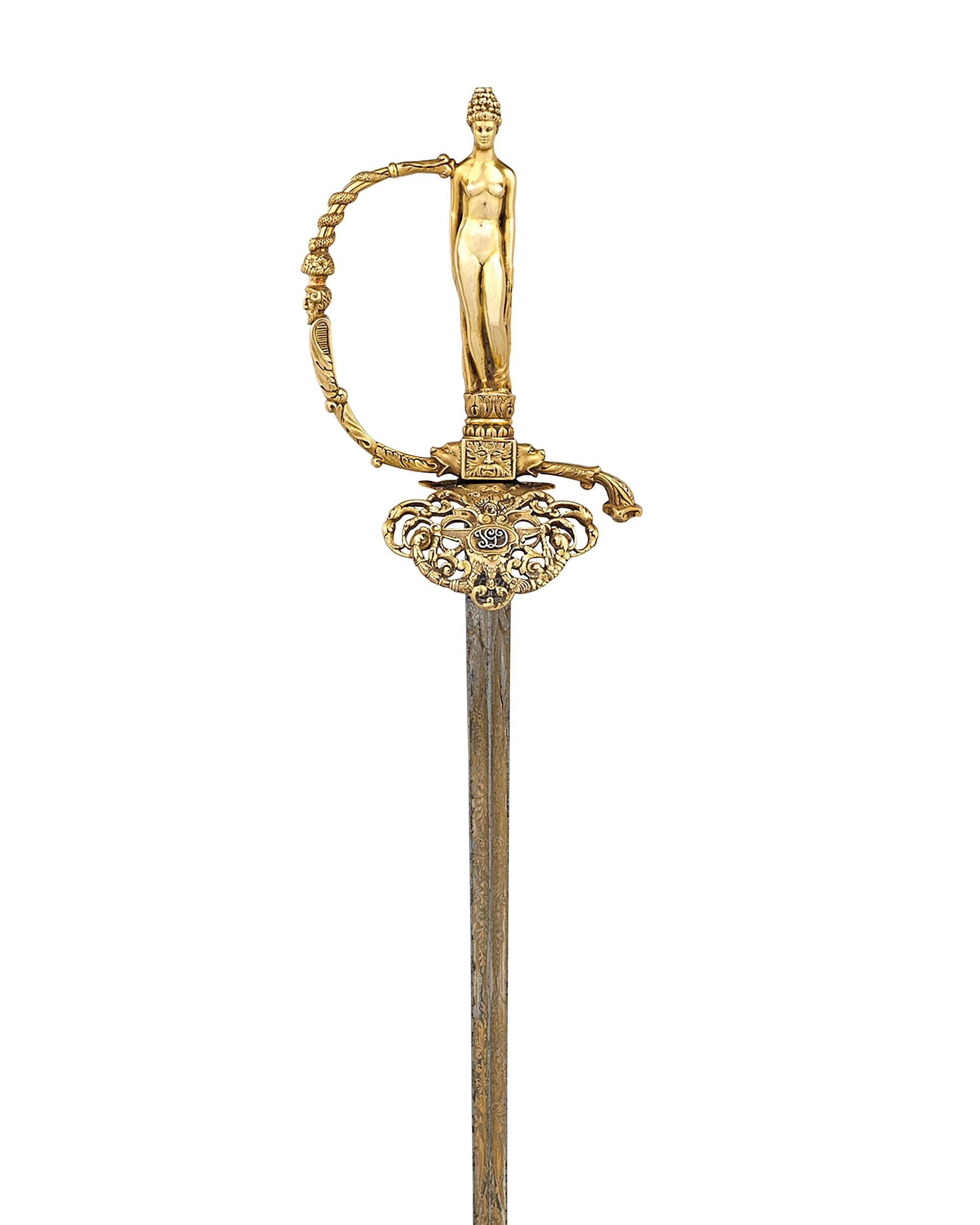 Cette épée importante et unique a été offerte au célèbre peintre français Jean-Gabriel Domergue pour commémorer l'élection du peintre à l'illustre Académie des Beaux-Arts en 1950. L'intronisation à l'Académie française, l'une des plus hautes