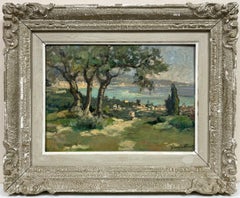 1920'S FRENCH IMPRESSIONIST SIGNED OIL - ST. JEAN CAP FERRAT COTE D'AZUR FRANCE