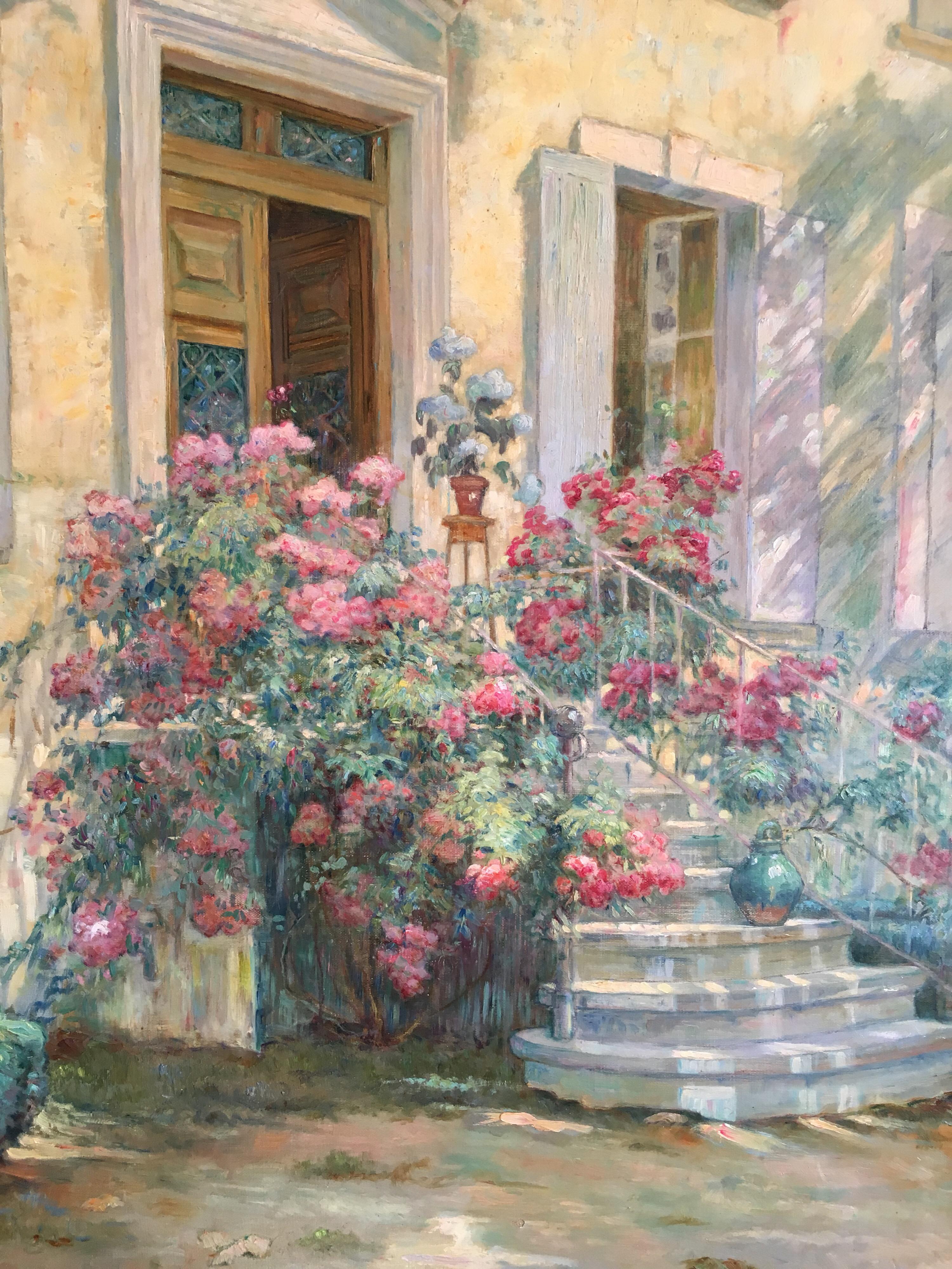 Porte d'entrée française:: peinture à l'huile impressionniste:: signée 6