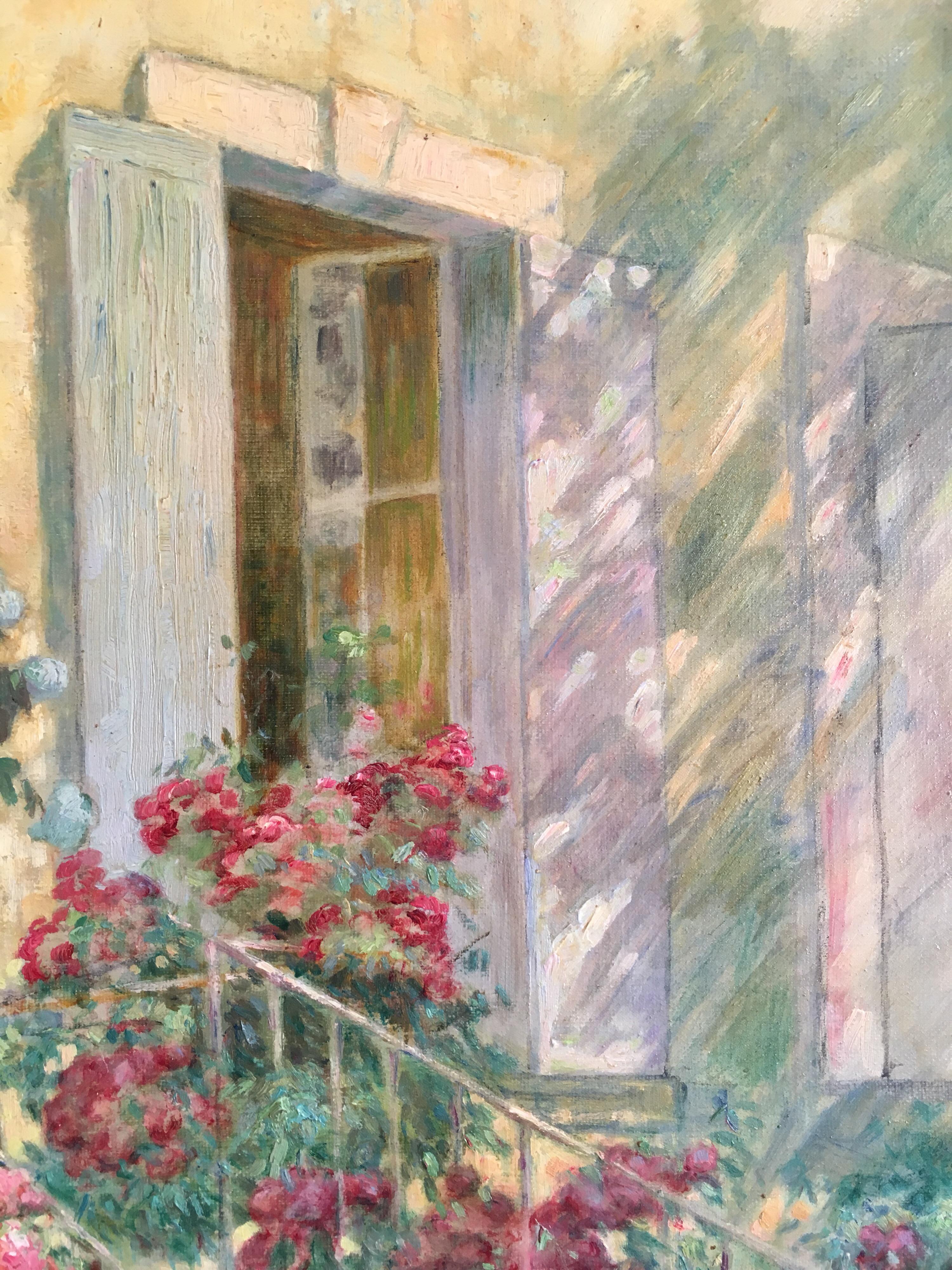 French Front Doorway, Impressionist Oil Painting, Signed  3