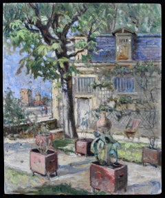 Jardin à Vienne - Peinture de paysage ancienne impressionniste française du sud de la France