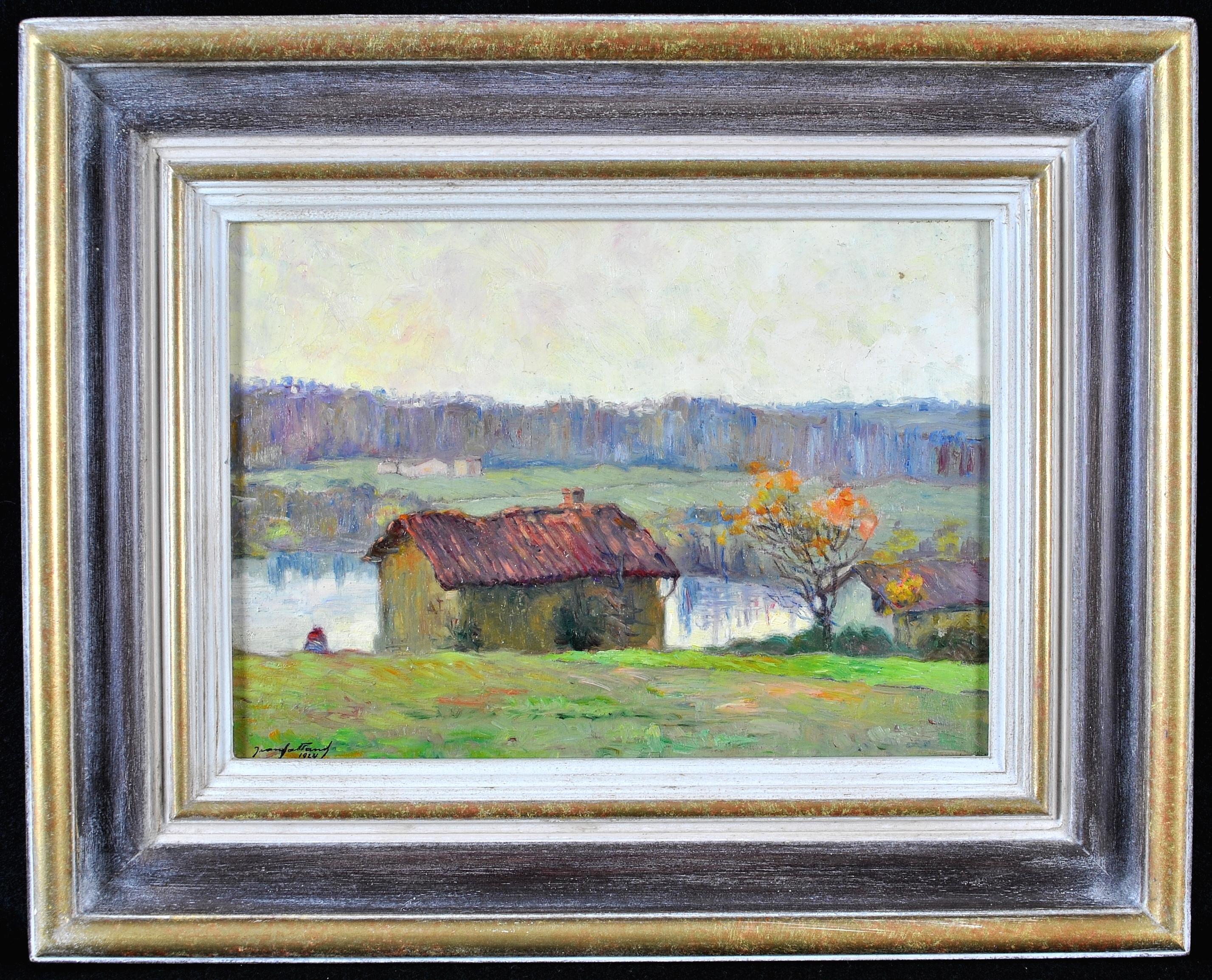House on the Lake - French Impressionist South of France Landscape Oil Painting