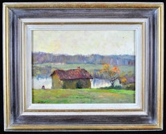 Antique House on the Lake - French Impressionist South of France Landscape Oil Painting