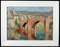 Reflections - South France Mid Century Impressionist Bridge Landscape Painting
