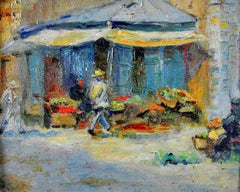 Passeggiata in Provenza - Dipinto a olio d'epoca francese impressionista del Sud della Francia
