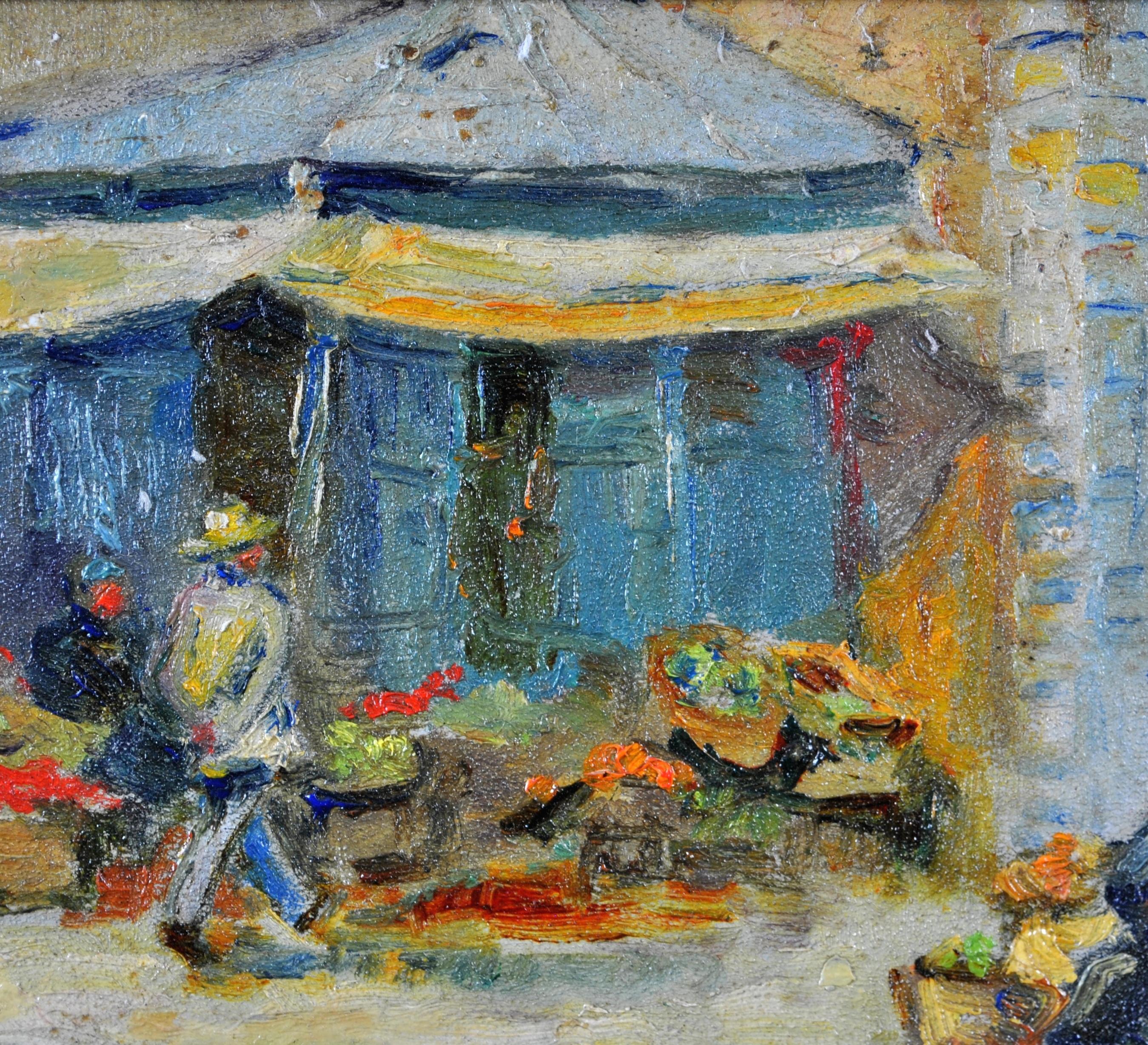 Passeggiata in Provenza - Dipinto a olio d'epoca francese impressionista del Sud della Francia - Landscape Painting Grigio di Early 20th Century French School