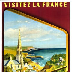 Original Visitez la France, Bretagne, Chemins de Fer vintage travel poster