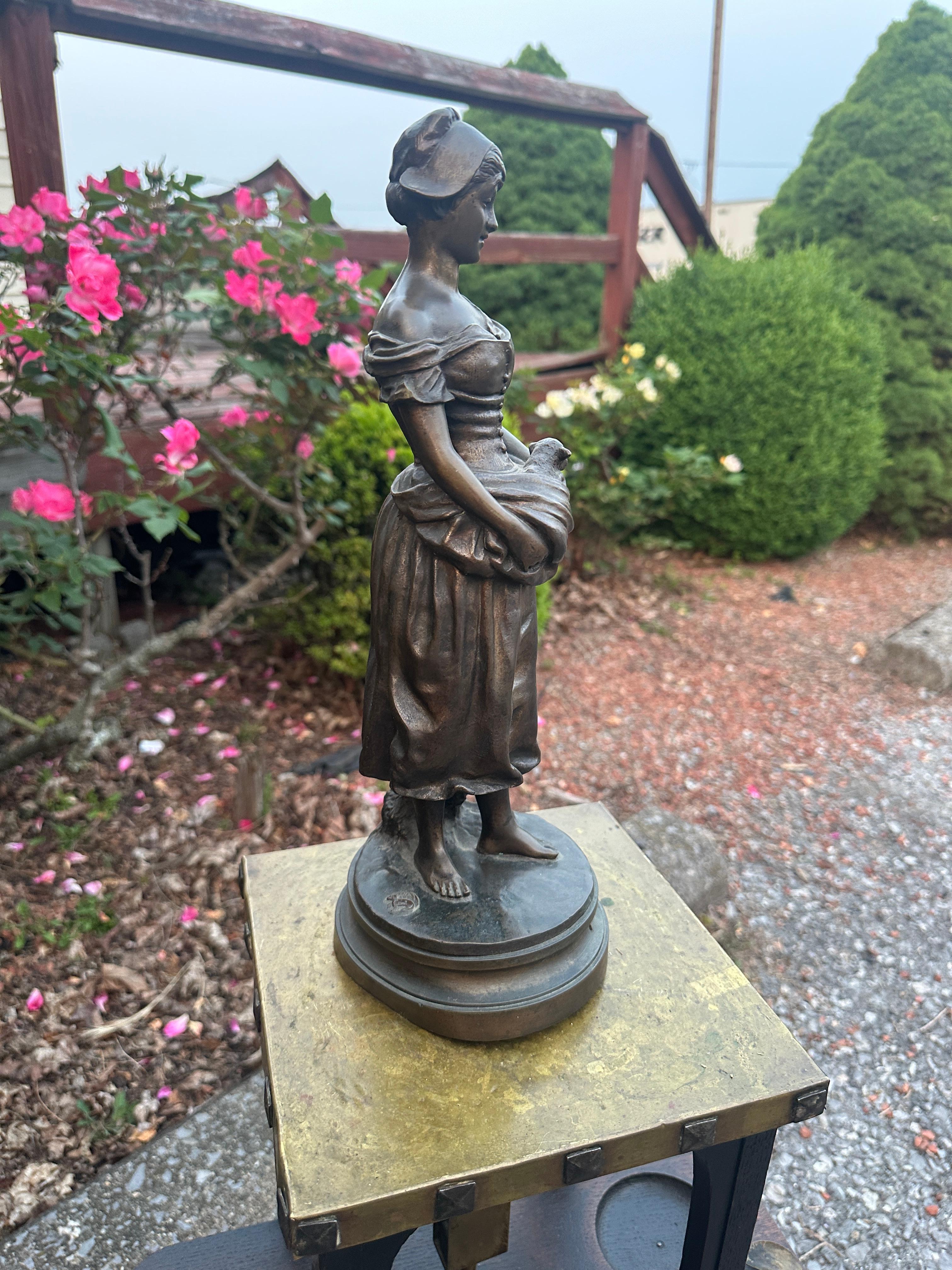 Americano Scultura in bronzo antico 