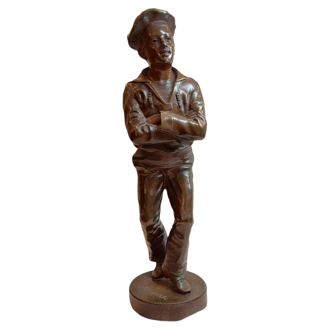 Jean Garnier Bronze Sailor Boy Sculpture For Sale
