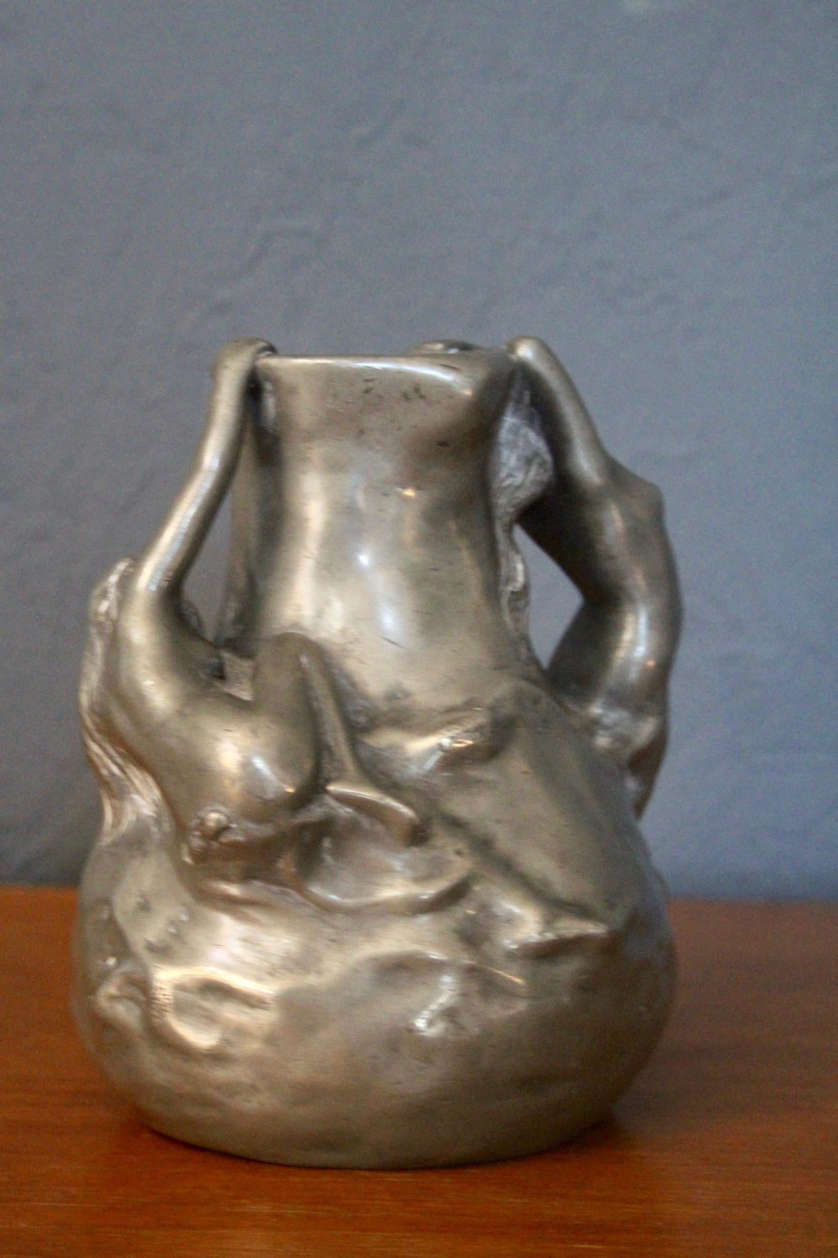 Jean Garnier Pewter Art Nouveau Signed Vase 5