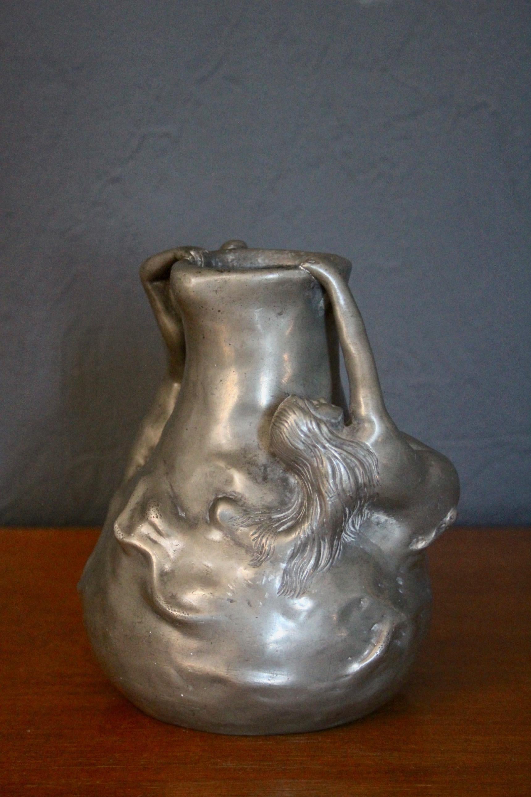 Jean Garnier Pewter Art Nouveau Signed Vase 4