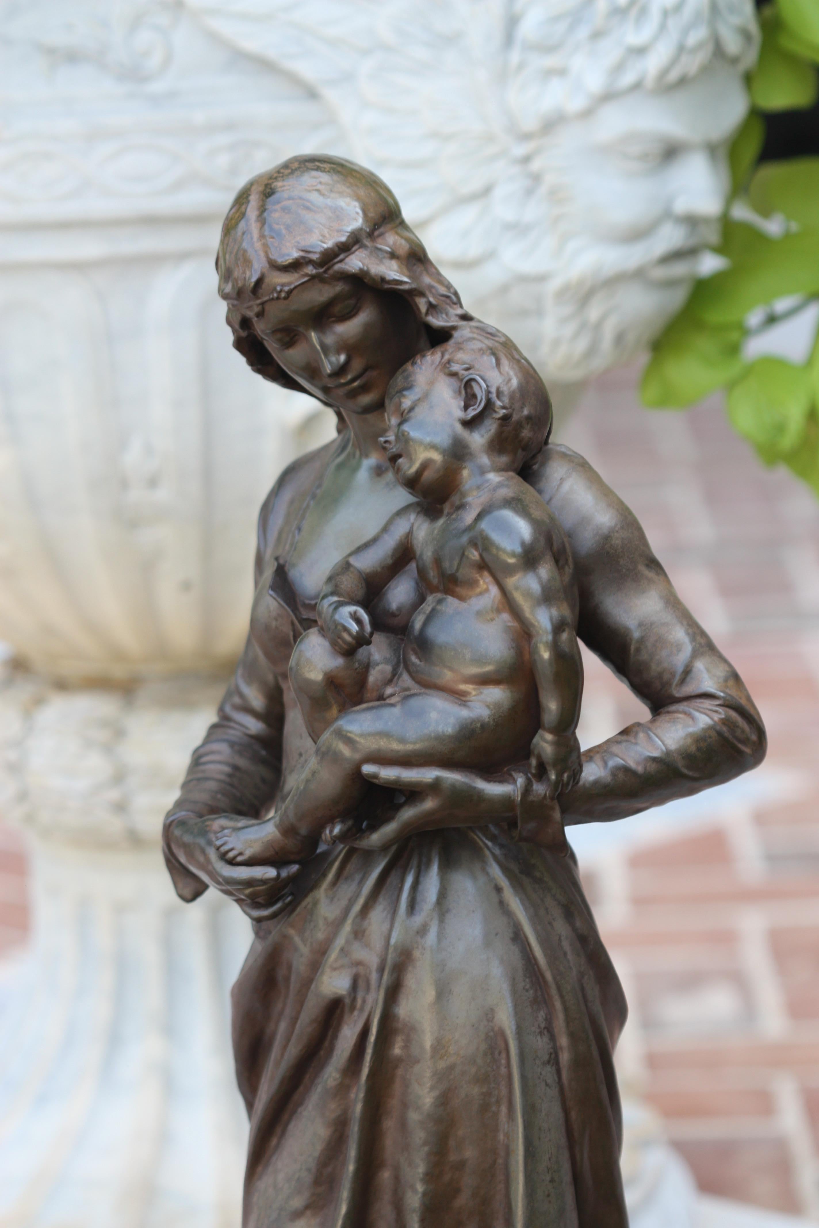 Jean GAUTHERIN (1840-1890) Clotilde de Surville Escultura Bronce en venta 2