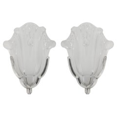 Vintage Jean Gauthier Art Deco French Pair of Corner Wall Sconces, 1930s