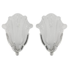 Jean Gauthier Art Deco French Pair of CORNER Wall Sconces, 1920