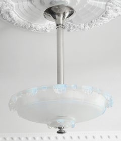 Jean Gauthier Art Deco Opalescent Pendant Chandelier, 1920