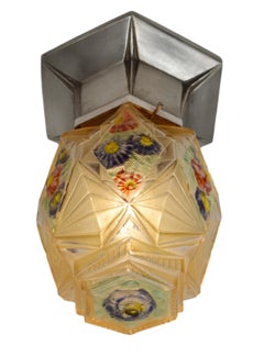Jean Gauthier French Art Deco Enameled Flush Mount, 1930s