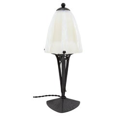 Jean Gauthier French Art Deco Opalescent Table Lamp, 1920