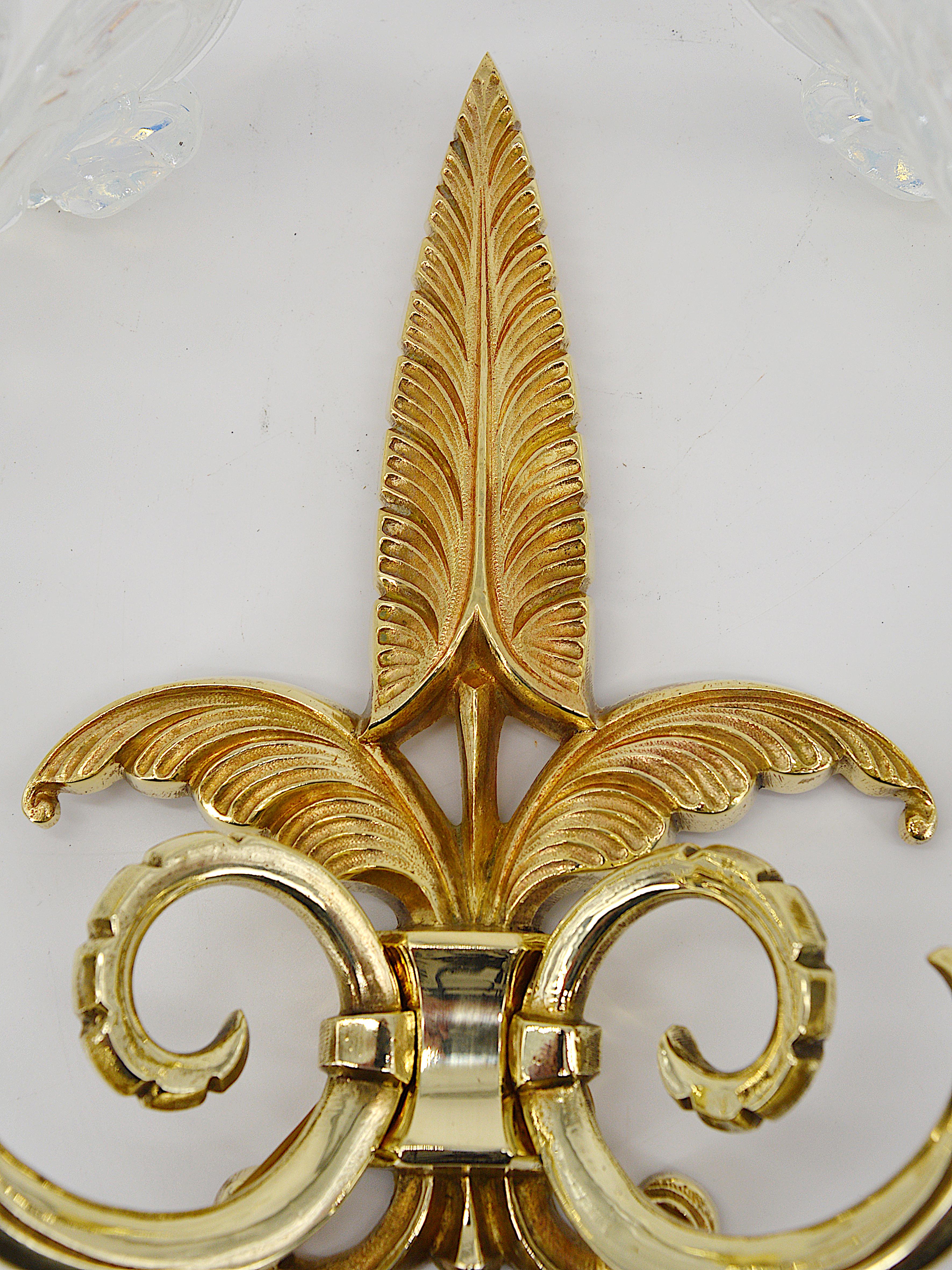 Jean Gauthier French Art Deco Pair of Double Wall Sconces, 1920s In Excellent Condition For Sale In Saint-Amans-des-Cots, FR