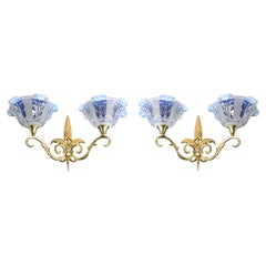Französisches Art-déco-Doppelwandleuchterpaar von Jean Gauthier, Art déco, 1920